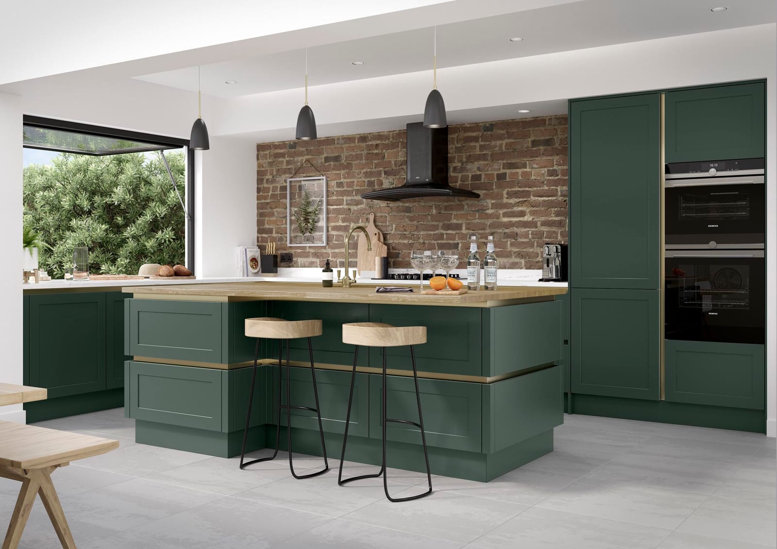 Heritage Green Shaker kitchen detail